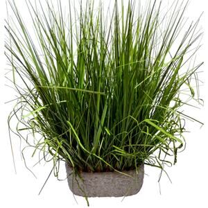 Faux Grass Center Piece Arrangement Rock Filled Cast Textured Vase 24” Tall